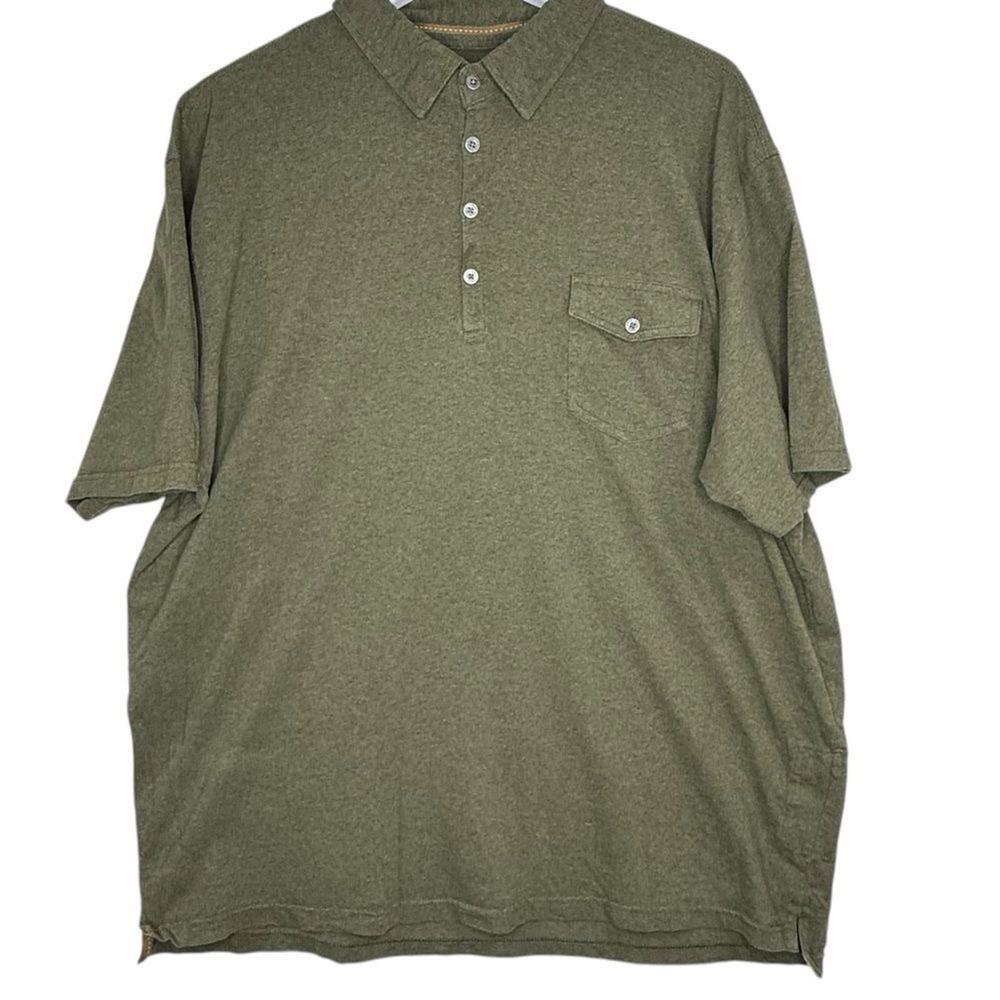 Men's 2XL Kuhl‎ Wildfibre 100% organic Cotton Hunter Green Polo Shirt  EUC